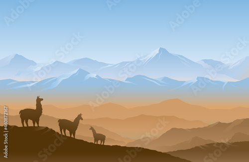 Andes Mountain Range Scenery Landscape Background © muchmania
