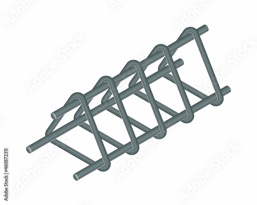 Isometric vector illustration tied rebar cage isolated on white background. Realistic steel reinforcement bars icon. Construction rebar. Steel rods used for reinforcing concrete. Building materials.