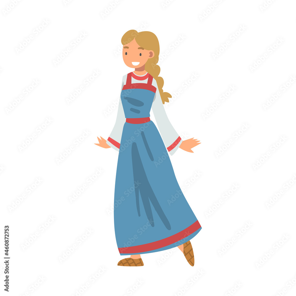 Slav or Slavonian Woman Character in Ethnic Clothing Vector Illustration Slav or Slavonian Woman Character in Ethnic Clothing Vector Illustration