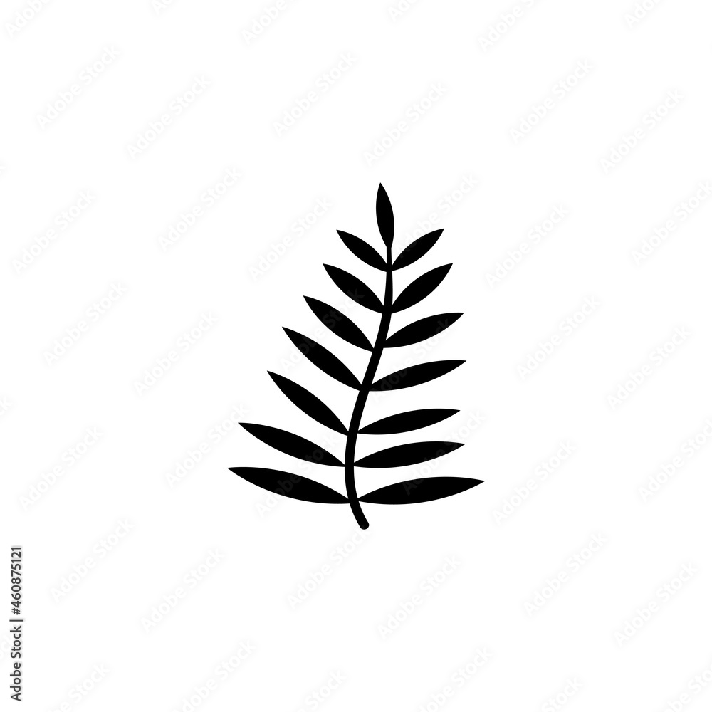 Leaf from Palm Tree, Fern Leaves, Bracken. Flat Vector Icon illustration. Simple black symbol on white background. Leaf from Palm Tree, Fern Leaves sign design template for web and mobile UI element.