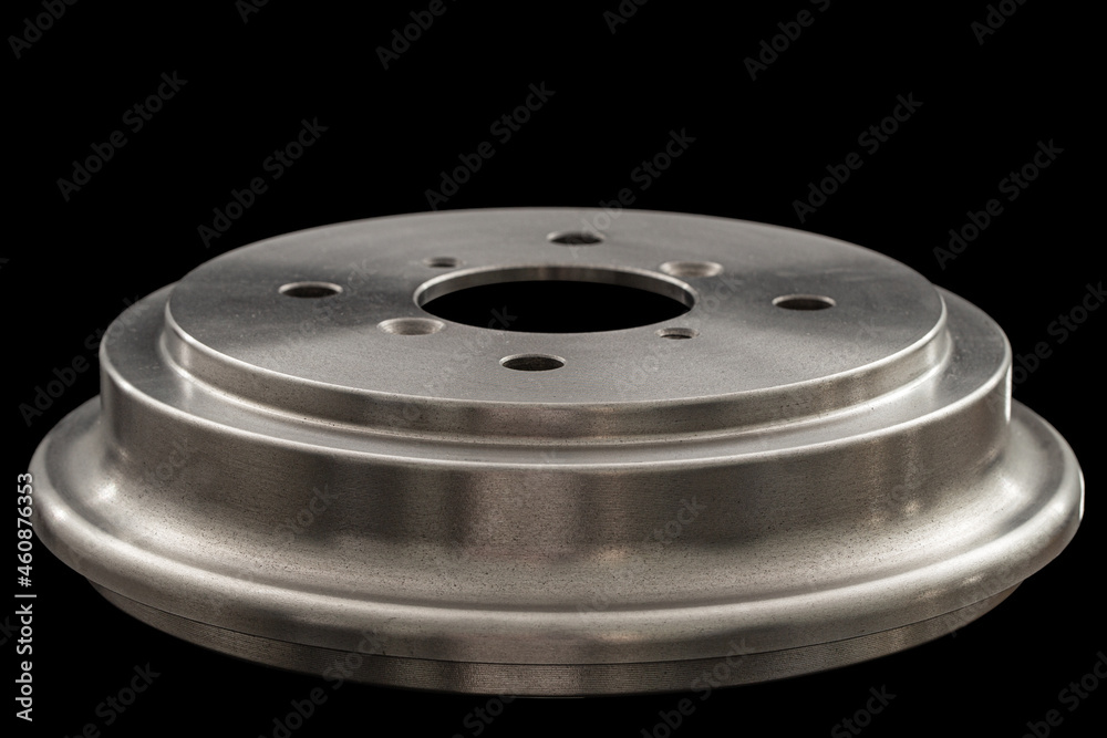 Rear car brake drum. isolated on black background Rear car brake drum. isolated on black background