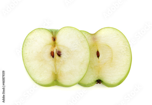 green apple sliced isolated on white background