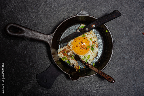 Flat lay background. Breakfast - kitchen utensils