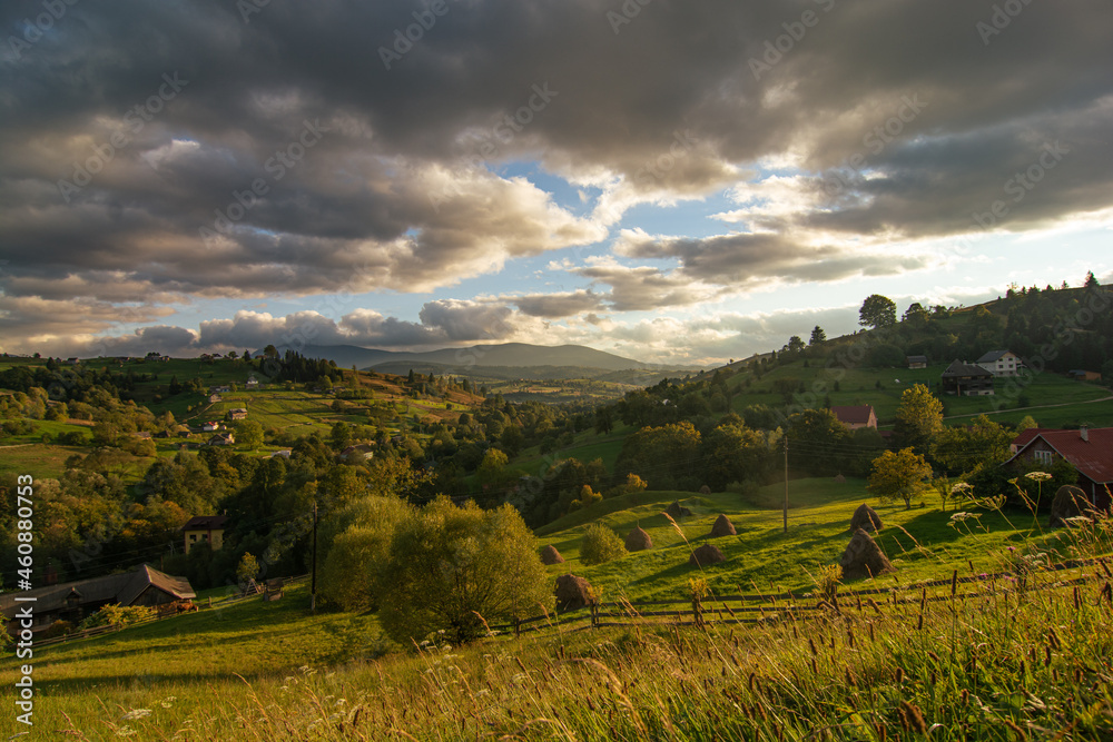Naklejka premium Beautiful Carpathian landscape National Park. Carpathian, Ukraine, Europe. Beauty world.