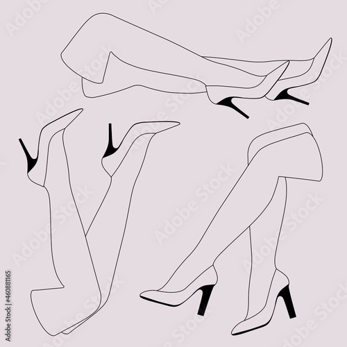 women's feet in shoes with heels vector