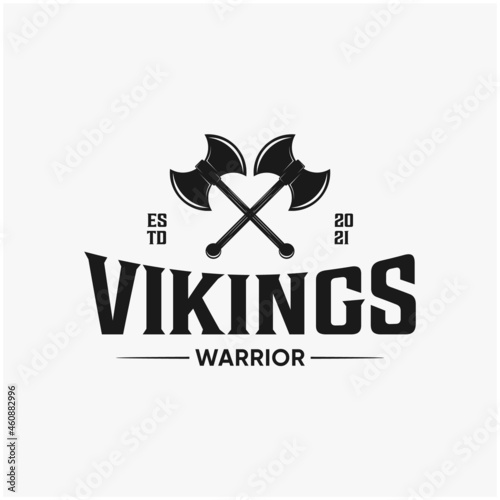 vikings warrior emblem logo design