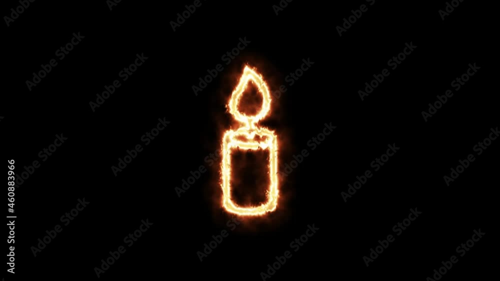 Animated sign of a candle on fire. Animation on a black background letters 4K video is burning in a flame. Animated sign of a candle on fire. Animation on a black background letters 4K video is burning in a flame.