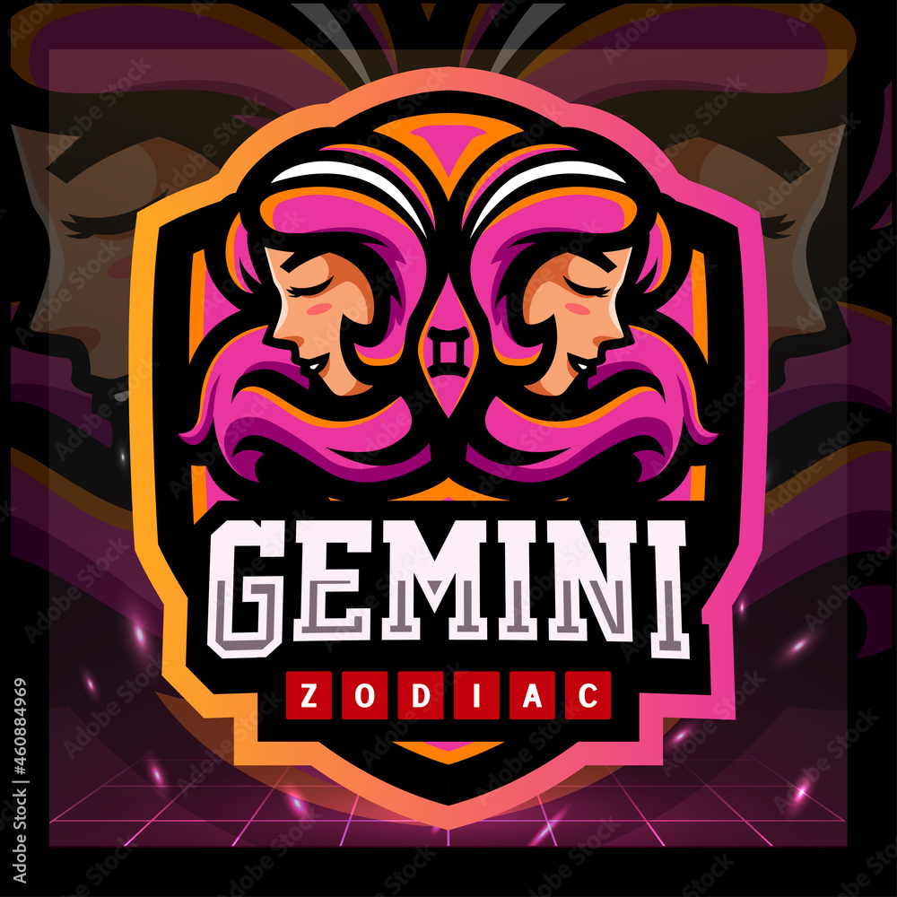Gemini zodiac mascot. esport logo design