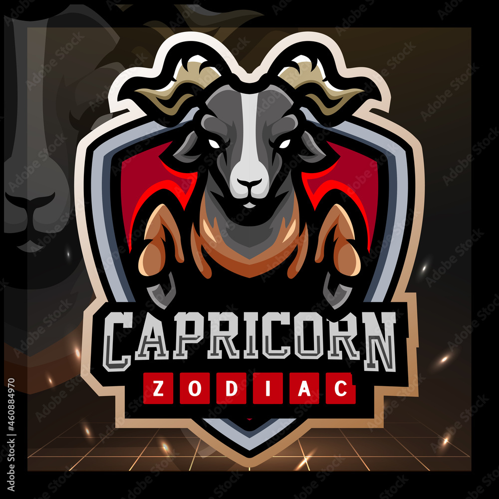 Capricorn zodiac mascot. esport logo design