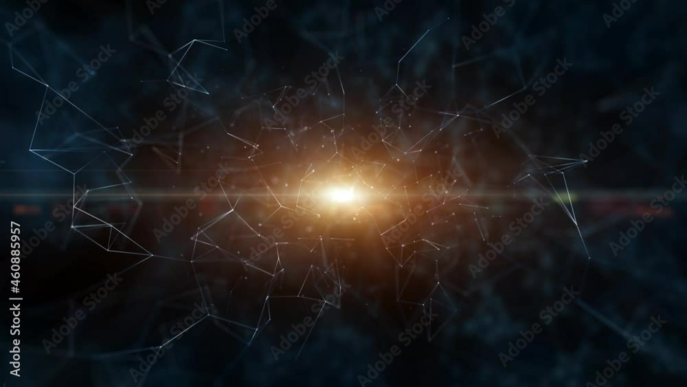 Abstract digital technology network with big shining light in the middle, glowing lines and dots motion background animation. Abstract digital technology network with big shining light in the middle, glowing lines and dots motion background animation.