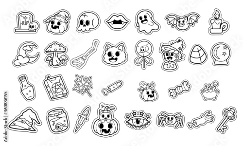 Set of different cute halloween icons Vector illustration photo