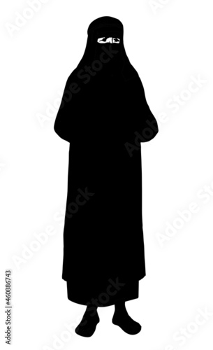 Muslim woman in burqa. Vector drawing