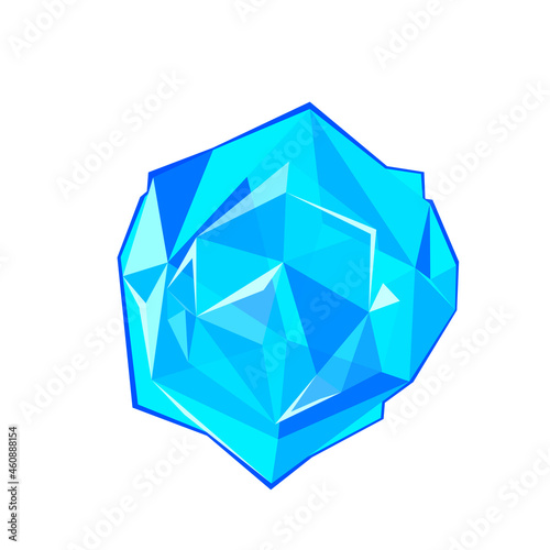 Blue quartz crystal isolated on white background. Vector illustration of gemstone.