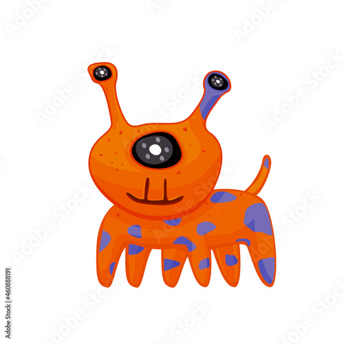 Funny alien dog isolated on white background. Vector illustratio of cartoon monster character concept.