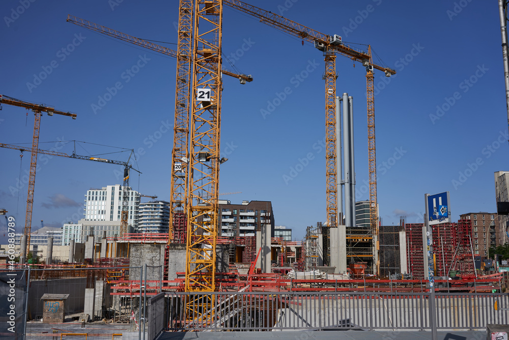 Hamburg, Germany - July 18, 2021 - the construction of a new residential area in the port Hamburg, Germany - July 18, 2021 - the construction of a new residential area in the port