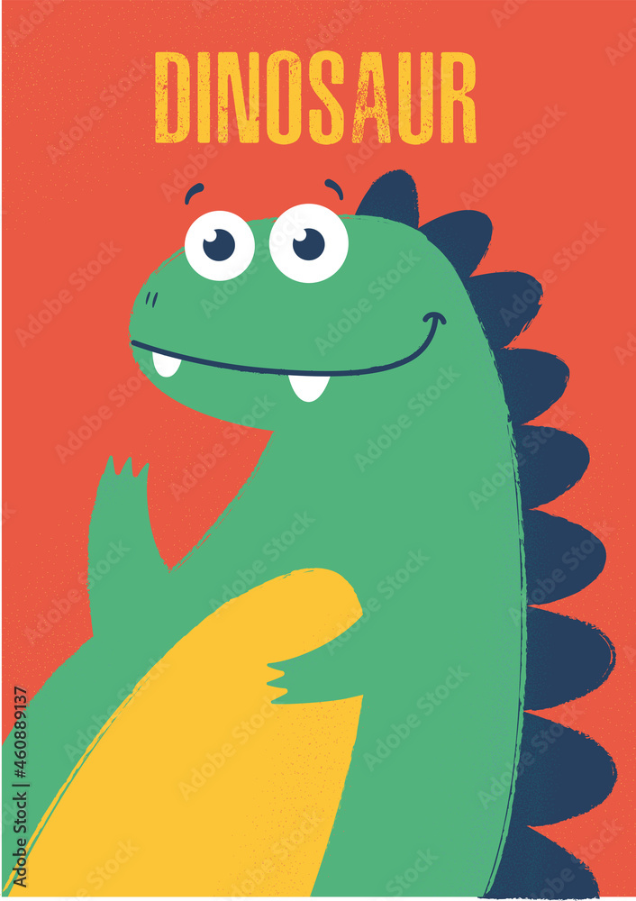 illustration baby dinosaur cute simple funny orange child poster illustration baby dinosaur cute simple funny orange child poster