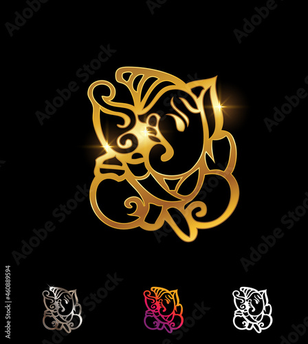 Golden Ganesha Vector Sign
