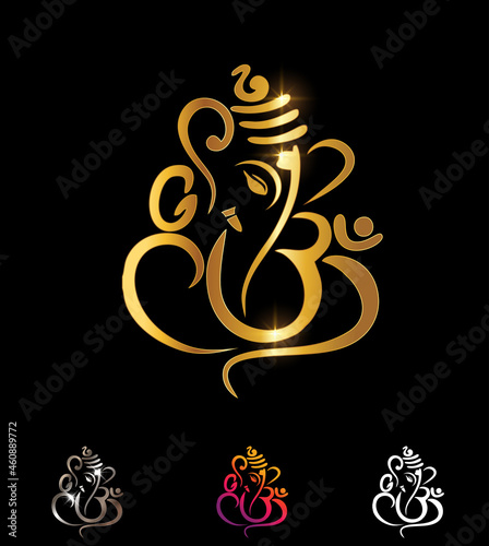 Golden Ganesha Vector Sign