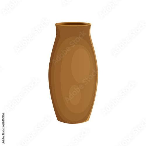 Earthenware ceramic vase brown color