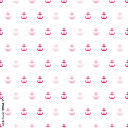 White seamless pattern with pink tiny anchors.