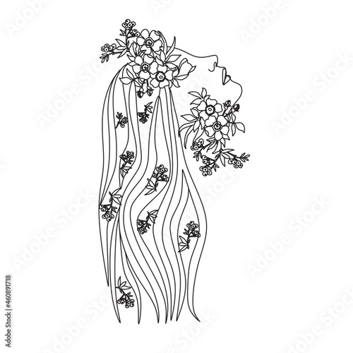 Woman face with butterfly. Line art female hands with butterflies. Abstract face with butterfly by one line vector drawing. Portrait minimalistic style. Botanical print. Nature symbol of cosmetics.