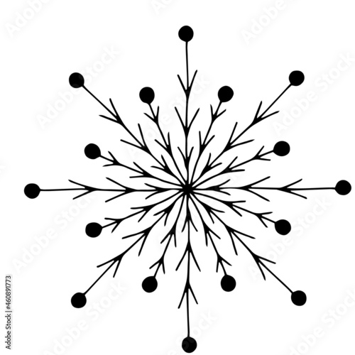 christmas beautiful hand-drawn fantasy snowflake. clip art vector element