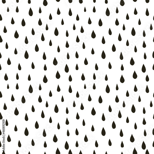 Seamless pattern with black raindrops