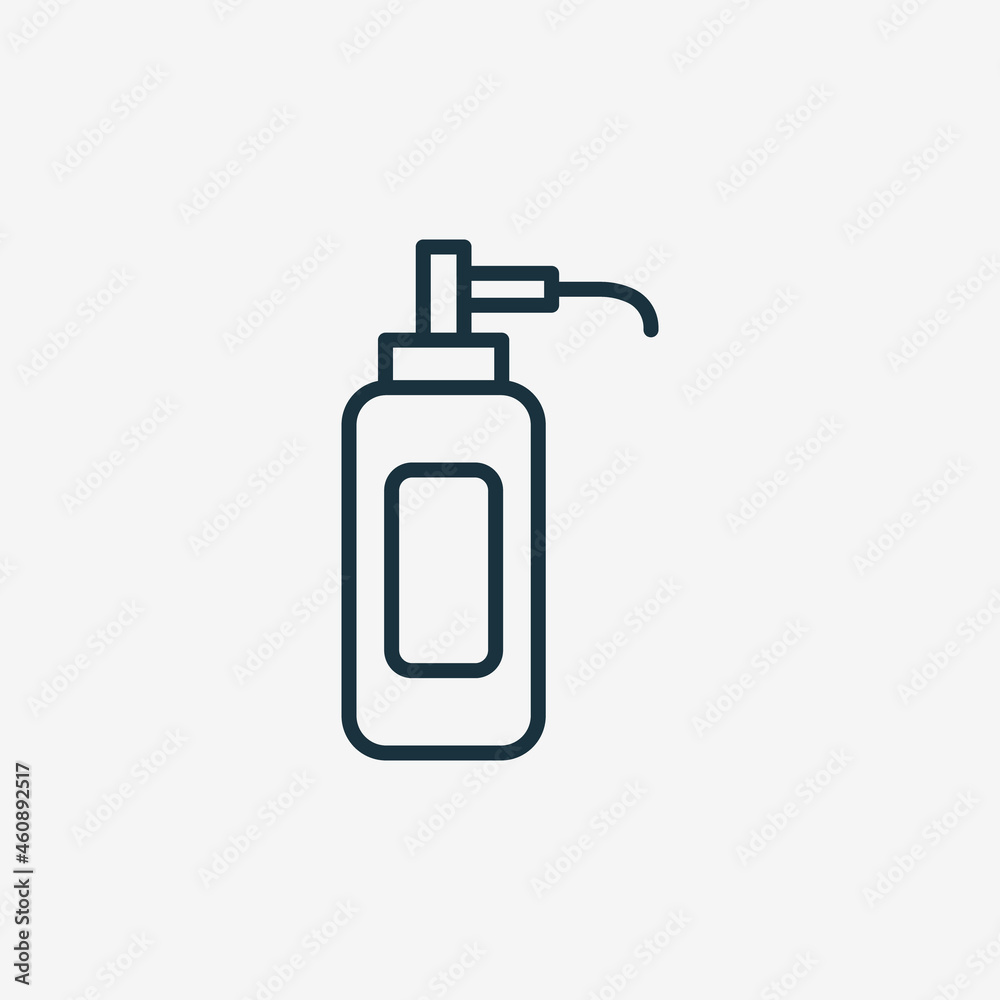 Liquid Soap Plastic Bottle Line Icon. Detergent Container Linear Pictogram. Hand Wash Tube Icon. Plastic Bottle for Beauty or Medicine. Editable Stroke. Isolated Vector Illustration