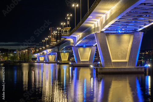 Kuokkala bridge at night. Jyväskylä city, Finland. photo