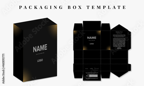 luxury Perfume Packaging design, box design template, Box die line, 3d Box Mockup, Vector Template.