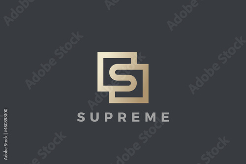 Letter S Logo design Luxury Fashion Elegant vector template Square shape style.