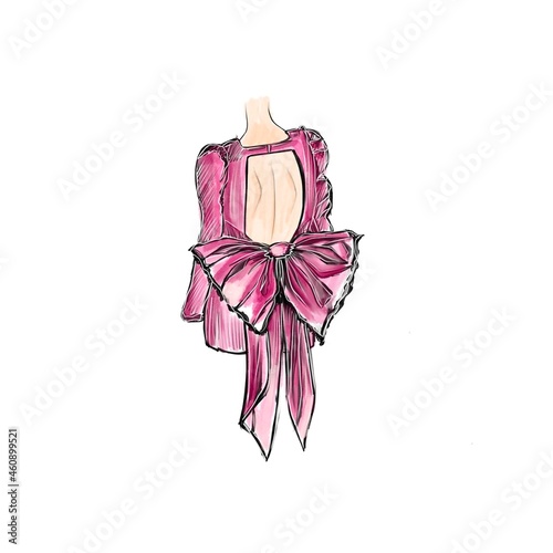 Vector illustration of a short female dress, fashionable illustration