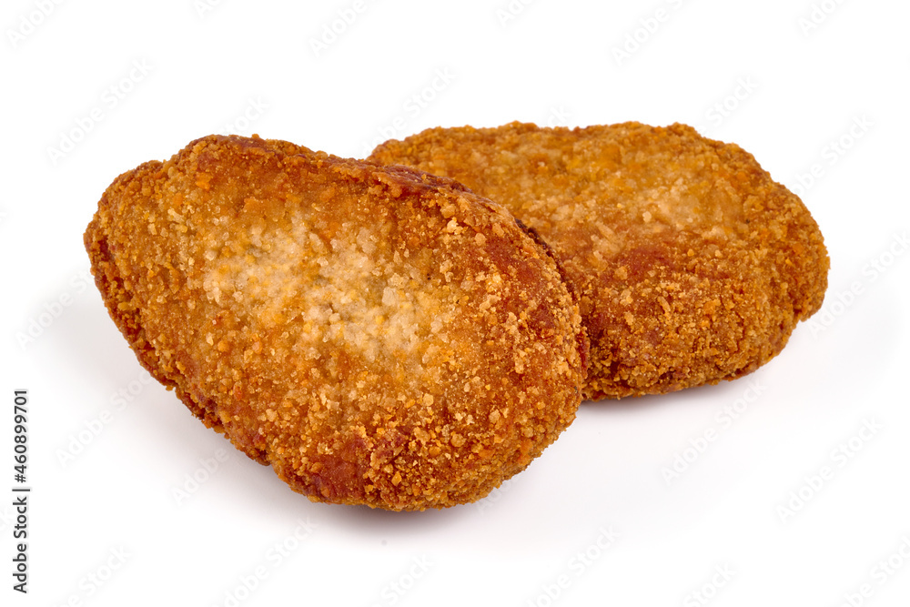 Fried cutlets in bread crumbs, Isolated on white background. Fried cutlets in bread crumbs, Isolated on white background.