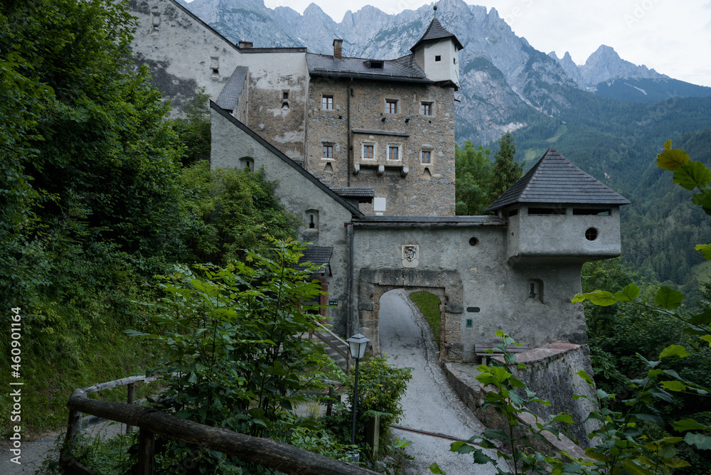 Hohenwerfen castle and fortress surrounded by the Alps mountains, Werfen, Salzburg, Austria