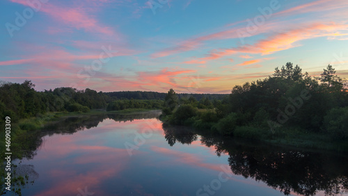 Fototapeta Naklejka Na Ścianę i Meble -  sunset over the forest river