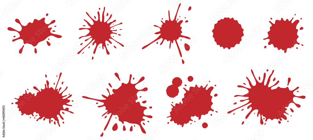Blood Red Splatter Clipart Set - obrazy, fototapety, plakaty 