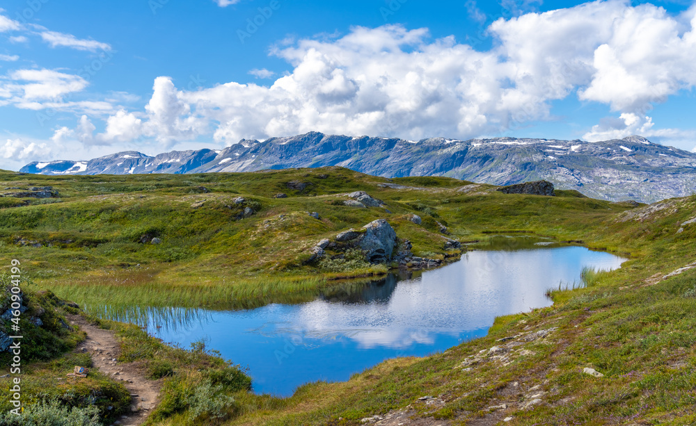 Hiking the famous Dronningstien (the Queen’s route) from, Kinsarvik, the Hardangervidda National Park and Lofthus, Hardanger, Norway.