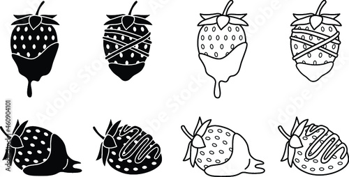 Chocolate Dipped Strawberry Fondue Clipart Set