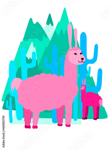 Llamas in the mountains 