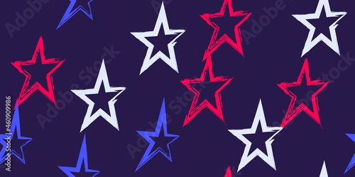 Colored stripes and stars. Simpless. Fashion watercolor striped design.
