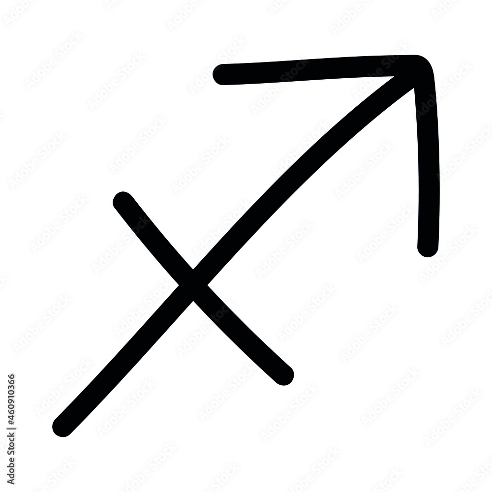 Vector hand drawn doodle sketch sagittarius astrological zodiac sign isolated on white background Vector hand drawn doodle sketch sagittarius astrological zodiac sign isolated on white background