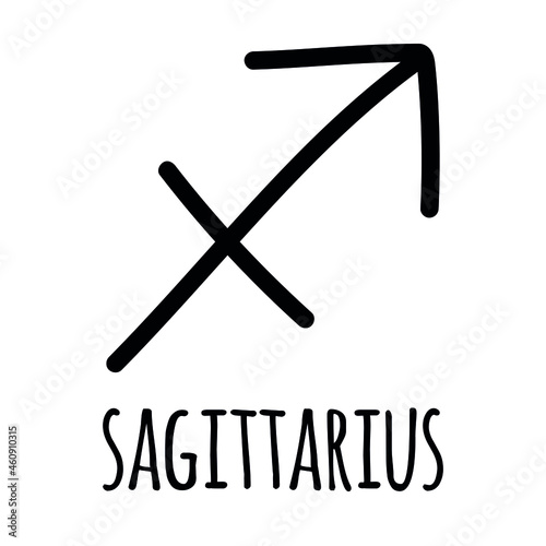 Vector hand drawn doodle sketch sagittarius astrological zodiac sign isolated on white background