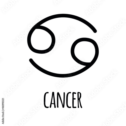 Vector hand drawn doodle sketch cancer astrological zodiac sign isolated on white background