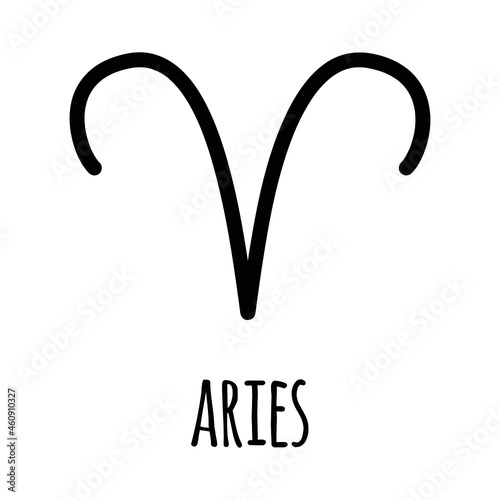 Vector hand drawn doodle sketch aries astrological zodiac sign isolated on white background