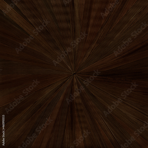 Dark brown straw marquetry in starburst pattern seamless