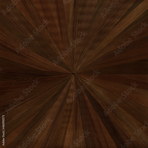 Dark brown straw marquetry in starburst pattern isolated photo