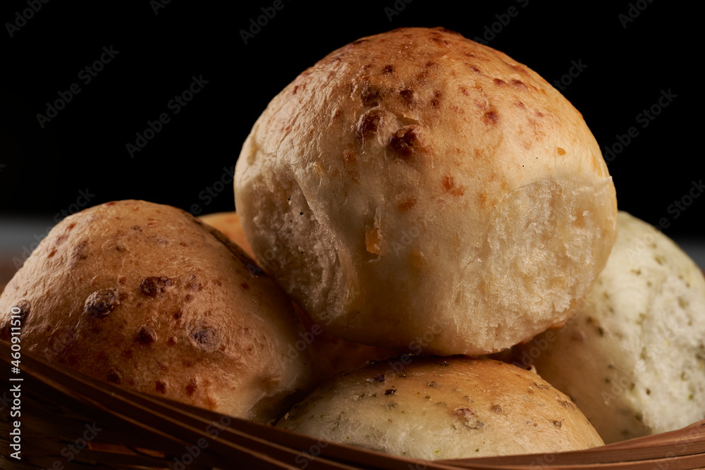close up bread flavored with salami and cheese