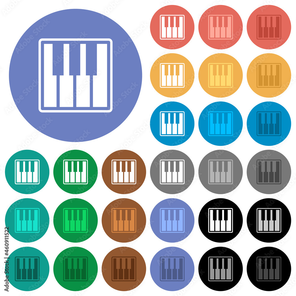 Piano keyboard alternate round flat multi colored icons Piano keyboard alternate round flat multi colored icons