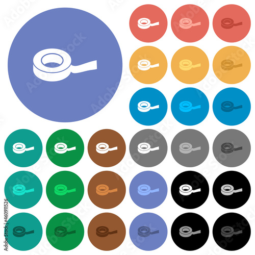 Insulating tape round flat multi colored icons