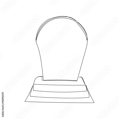 Headstone on cemetary one line art. Continuous line drawing of grave, death, memorial day, halloween. Hand drawn vector illustration.